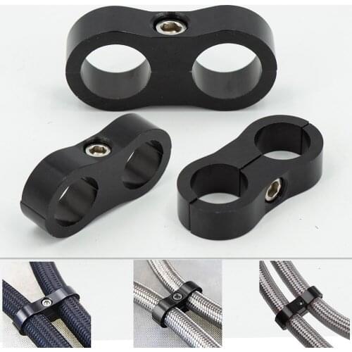 AN6 AN8 AN10 Braided Rubber Hose Line Clamp Aluminum Anodized Line Separator Separator Divider Clamp Kit Black