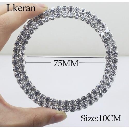 Shining 10cm Huge Silver Double row rhinestone Buckles invitation card Wedding Ribbon Slider, DIY Hair Accessories Free Shipping