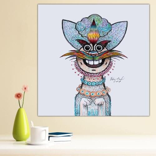 Large size Printing Oil Painting The King Cat Blackangel Ball Art Canvas Prints Pictures For Living Room And Bedroom No Frame