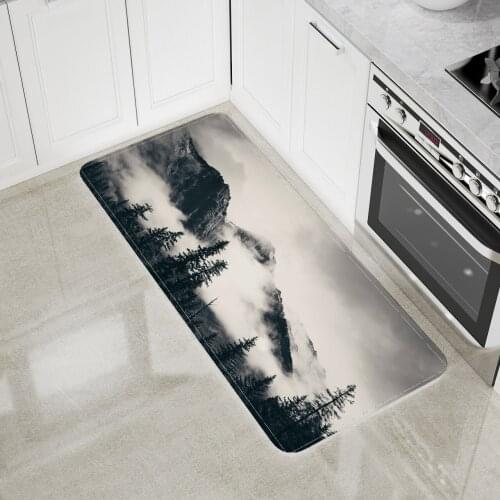 Black White Floor Mat Landscape Painting Living Room Bedroom Bathroom Decoration Large Carpet Print Woods Between The Clouds