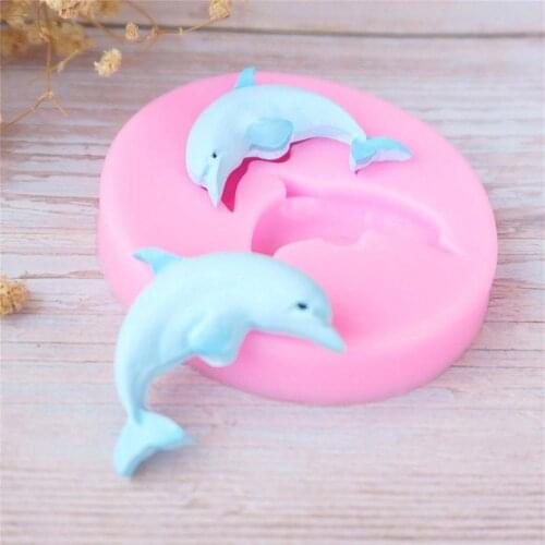 Dolphins Ocean Marine animals Shell Fondant Cake Mold Decorating Chocolate Liquid Silicone Mould Kitchen Baking Tools Molds