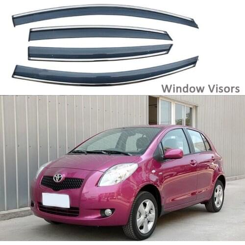 For Toyota Yaris 2008-2013 Car Styling Awnings Shelters Window Visors rain eyebrow Protector Exterior decoration 4PCS/SET 2011