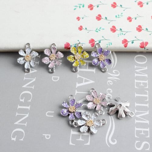 DIY Jewelry Findings Ornament Accessory Enamel Alloy Flower Charms 100pcs 12*18mm Dripping Oil Floral Metal Earring Pendants