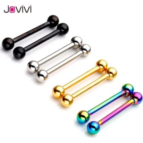 Jovivi New 14G Stainless Steel 4mm Tongue Ring 16mm Bar Length Body Piercing Jewelry