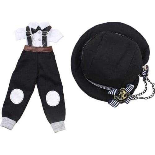 ICY DBS Blyth doll clothes joint body licca clothes Punk style outfits with hat Rompers toy outfit