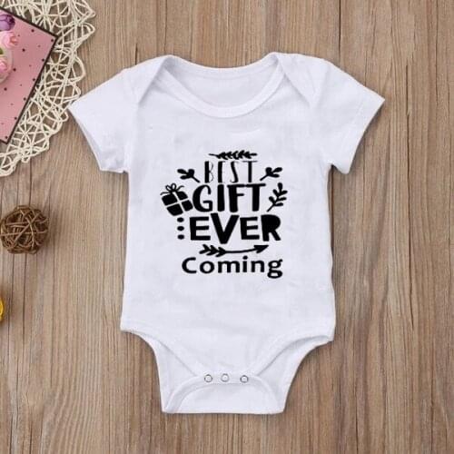Best Gift Ever Coming Baby Bodysuit Pregnancy Announcement Clothes One Piece Newborn Baby Boys Girls Shower Gift Funny Clothes