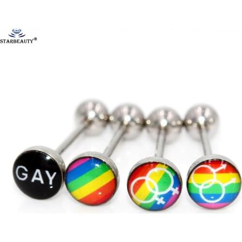 2Pcs Sex symbol fashion Shinning tongue ring Earring stainless steel man woman fashion jewelry tongue piercing jewelry