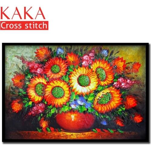 Cross stitch kits,Embroidery needlework sets with printed pattern,11CT-canvas for Home Decor Painting,Flowers Full NCKF037