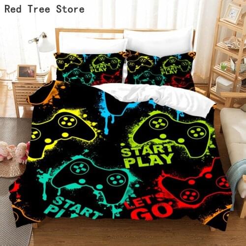 Start Play Gamepad Bedding Set Queen King Size Duvet Cover Sets Creative Colorful Comforter Bed Linen 2/3pcs Kids Home Textile