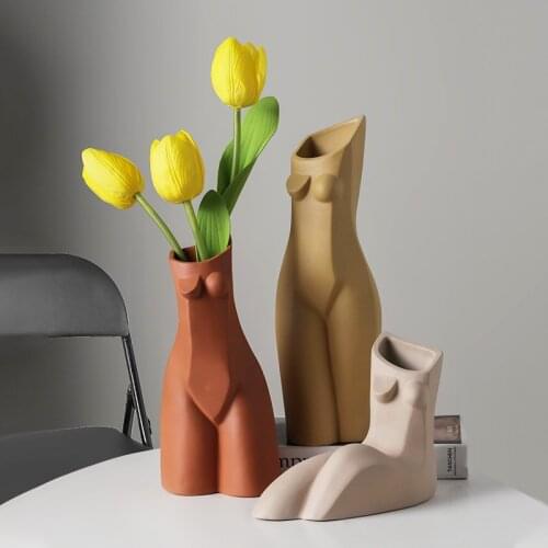 Nordic Decor Dried Flower Container Fashion Color Ceramic Vase,woman Body Art Flower Vase Flower Basket Decoration Home
