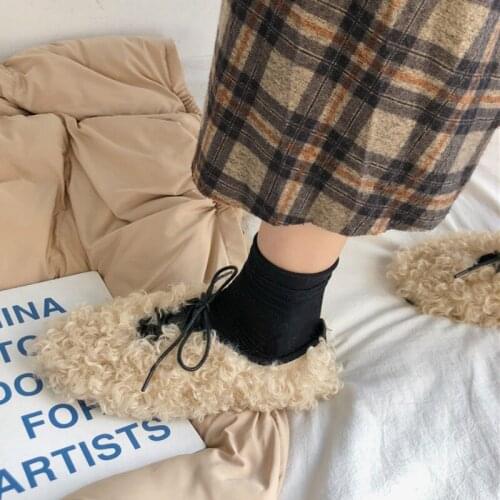 New Fashion Winter Women shoes Bandage Peas Shoes Female Wear Wild Warm Lazy shoes A Pedal Casual Plush Shoes U12-97