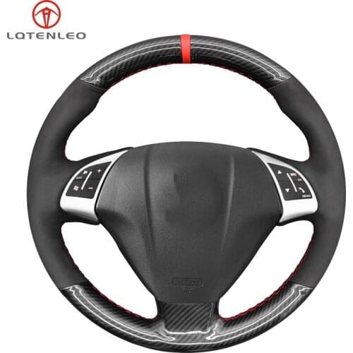 LQTENLEO Black Suede Carbon Fiber Steering Wheel Cover For Fiat Punto Bravo Linea 2007-2019 Qubo Doblo 2008-2015 Grande Punto