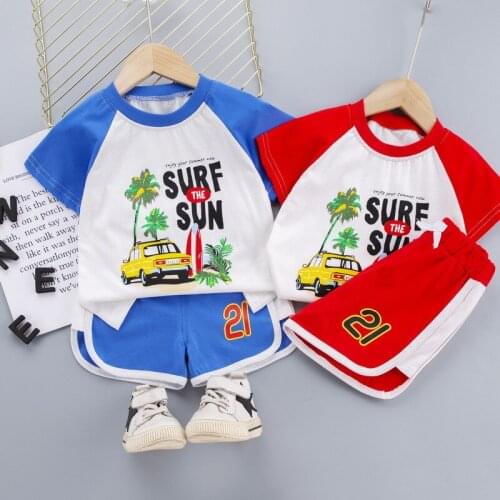 0-4 Years Summer Boy Clothing Set 2021 New Casual Fashion Active Cartoon T-shirt+ Pant Kid Children Baby Toddler Boy Clothing