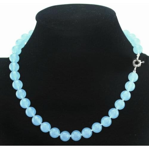 8mm 10mm Brazilian Aquamarine Gemstones Round Beads Necklace 18/25/36'' AAA