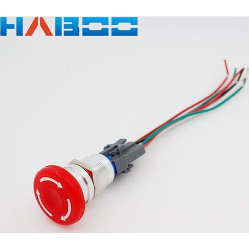 5PCS Packing dia.22mm emergency stop switch 1NO+1NC with selectric socket