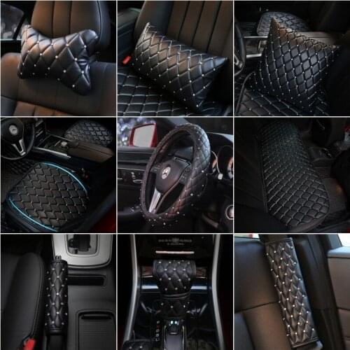 Diamond Crystal Car Seat Cushion Rhinestone Universal Size Auto Front Seat Pads Rear Back Seat Covers Steering Wheel Cover