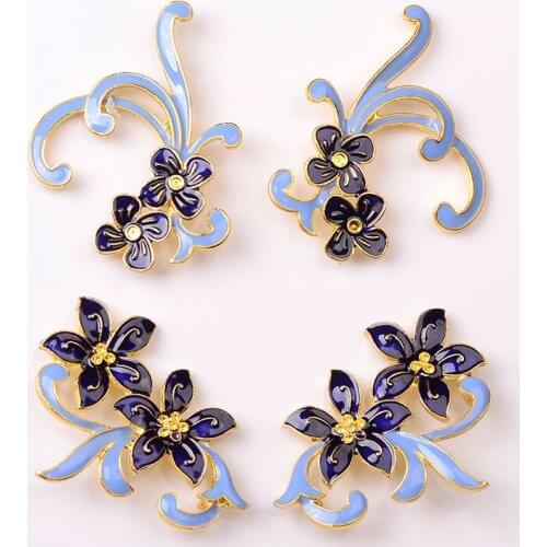 10 PCS Colorful Metal Flower Connector Charms Pendant Vintage Hair Accessories Findings Charms For Jewelry Making