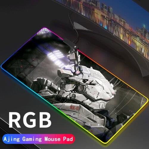 Custom Large Gaming RGB Robot Mouse Pad Gundam Gamer Keyboard Rubber MousePad USB Wired LED Big Backlight Computer Desk Mat