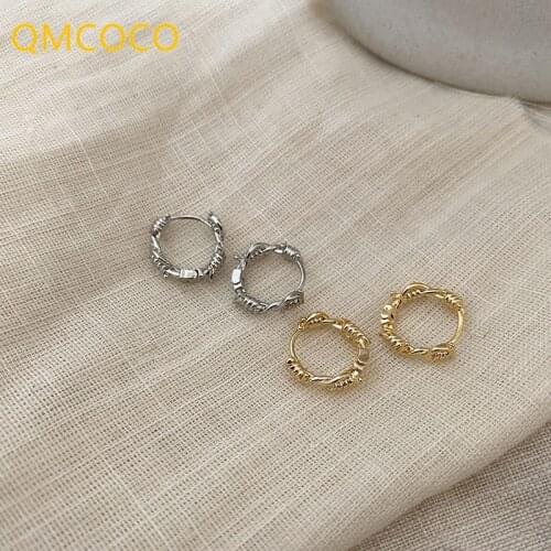 QMCOCO 925 Silver Design Twists Round Shape Ear Buckle Ear Ring Woman Party Gift Korea Style Light Luxury Simple Ear Ornaments