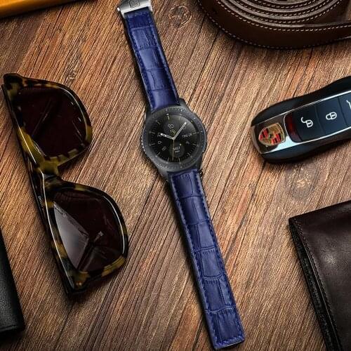 AKGLEADER Newest Genuine Leather Watch Strap For Samsung Galaxy Watch 46mm 42mm Crocodile Grain Design Band For Galaxy Watch