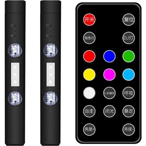 RGB LED Car Atmosphere Lamp 5 Modes USB Wireless Music Remote Control Roof Star Light Auto Interior Decoration Ambient Light
