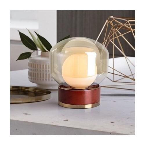 Luxury personality fashion Nordic Chinese style glass retro bedside living room bedroom decoration ball table lamp