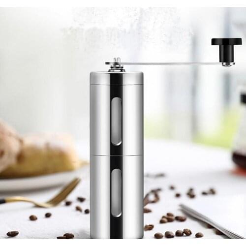 Hand crank coffee grinder stainless steel coffee grinder modern minimalist hand punched metal body hand crank coffee machine