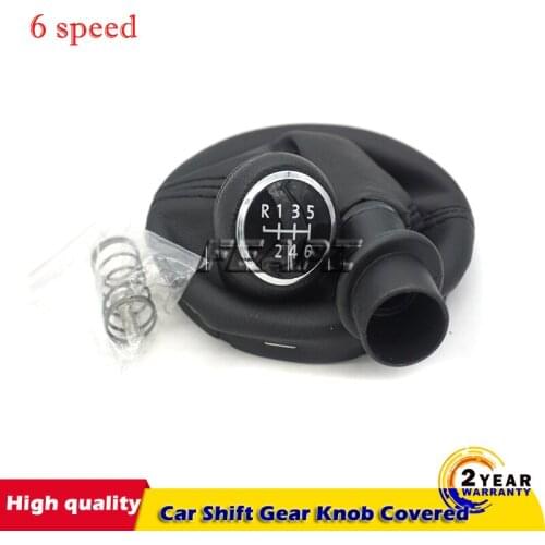 Black Leather Boot 5 / 6 Gear Car Gear Shift Knob for VW Transporter T5 T6 MKV MKVI (03-11)