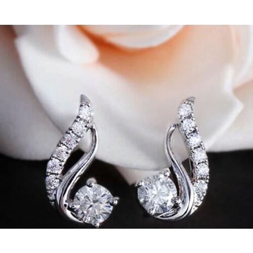 Huitan Chic Female Stud Earrings Partysu Style Shining Cubic Zirconia Women Earring Delicate Anniversary Gift 2021 Trend Jewelry