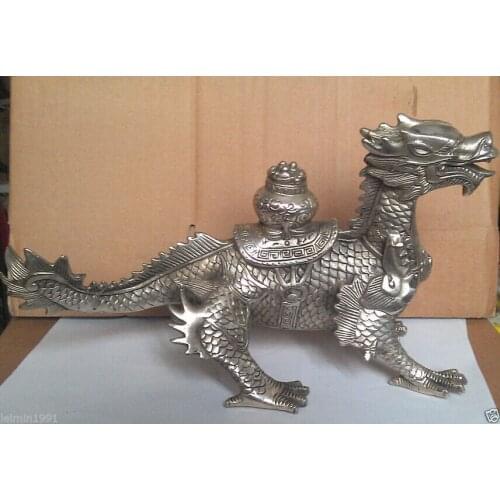 Wan bronze factory outlets Tibet Silver Huge Chinese old Tibetan Silver luck Dragon Statue
