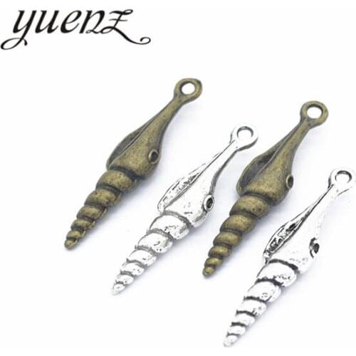 YuenZ 10 pcs 2 color Antique Sliver conch Charm fit for Bracelets Necklace DIY Metal Jewelry 30*7mm D736
