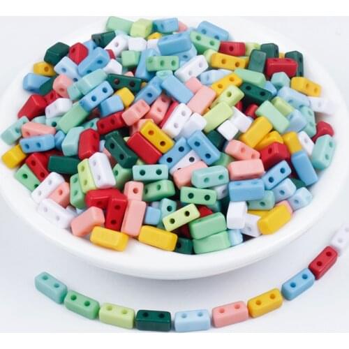 100-300Pcs Double Hole Acrylic Letter Beads Rectangle Square Loose Beads for Diy Handmade Childrens Bracelet Crafts Accessories