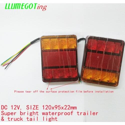 2x Super Bright 12V 8LED Waterproof Car Tail Light Warning Rear Lamp Boat Trailer Parts for Trailer Truck Caravan Tailights