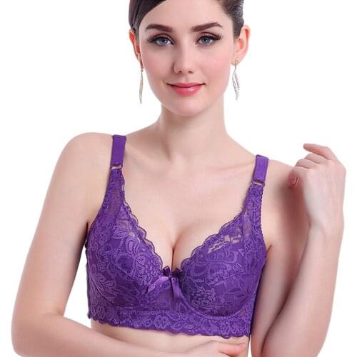 2017 Plus Size Push Up Bra Ultra Thin Lace Bra Hollow Floral Adjustable Bras 75 80 85 90 95 100 105 C D Cup Bras Hot popular