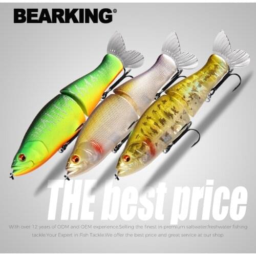 BEARKING 3pcs per set Best price Fishing Lures 135mm 1oz Jointed minnow Wobblers ABS Body with Soft Tail SwimBaits soft lure