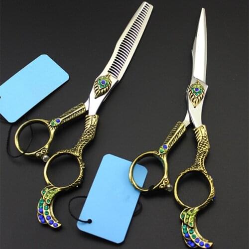 6'' Retro scissors hair scissors shears cabelereiro gold scissors hairdressing professional barber kit for hairdressers