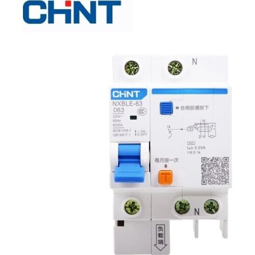 CHNT NXBLE-63 Residual current operated circuit breaker RCBO 6KA type D 1P+N 30mA 6A 10A 16A 20A 25A 32A 40A 50A 63A