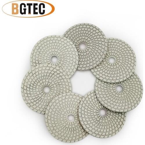 BGTEC 4inch 7pcs Professional wet diamond flexible polishing pads 100mm sanding disc for granite, marble, ceramic