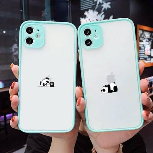 Phone Case For iPhone 12 11 Mini Pro XR XS Max 7 8 Plus X Off Panda Cat Dinosaur Matte transparent blue Cover