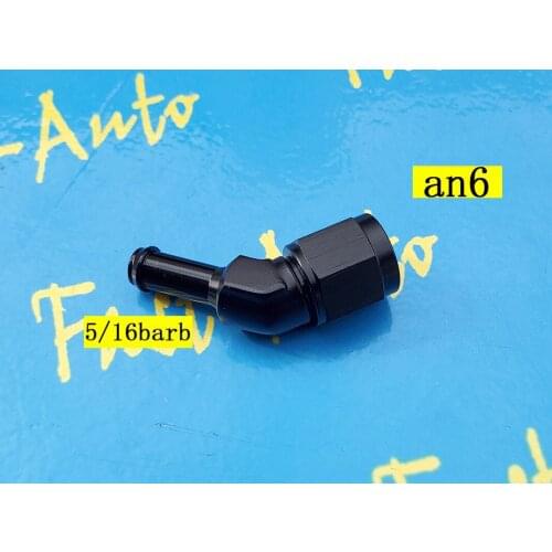 Black 9/16"-18unf thread 6AN AN6 AN-6 Female to 5/16" (8mm) 45Degree Barb hose Adapter Fitting