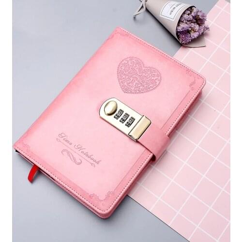Codebook With Lock Retro Golden Lock Diary Travel Notebook Hardcover Notebook Thickened 100 G Dowling Paper Core