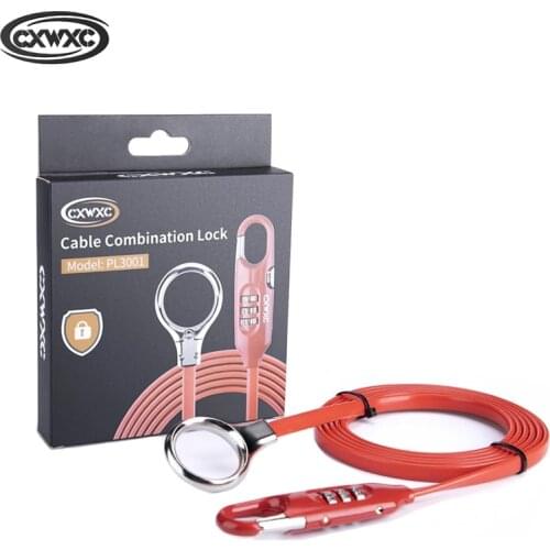 CXWXC Anti-theft Bicycle Lock With Combination Cable Bike Lock Lightweight For Mountain Road Bike Helmet Bike Accessories