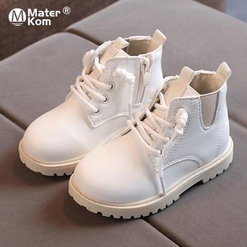 Size 21-30 Children Casual Soft Leather Martin Boots Boys Water-proof Anti-slip Kids Shoes Light Baby Toddler Shoes for Girls