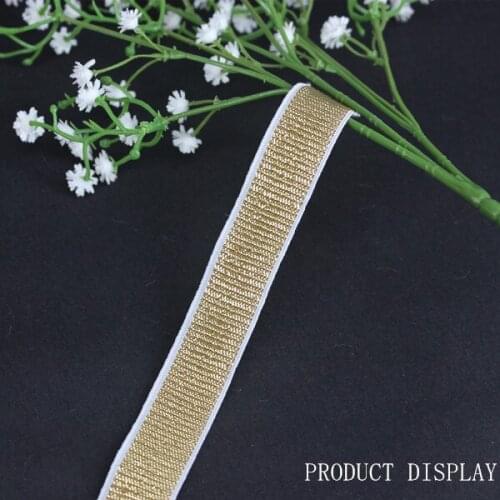 18mm Elastic Stretch Ribbon White Gold Scrapbooking Strap Trim Webbing Tape Applique Trimming Band Sewing Supplies 40yd/T1126