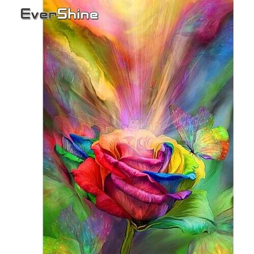 EverShine DIY 5D Diamond Embroidery Flowers Picture Of Rhinestones Diamond Painting Rose Cross Stitch Diamond Mosaic Wall Decor