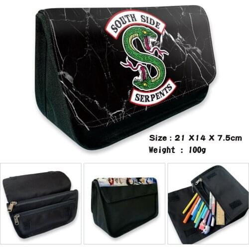 Riverdale South Side Serpents Cartoon Pencil Bags Pen Case Double Layer Storage Bags Cosmetic Makeup Bag