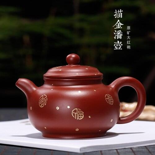 Study are recommended undressed ore quality goods wholesale teapot dahongpao pan pot of gold paint gifts customized one