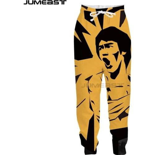 Jumeast Brand Men Women 3D Printed Kung Fu Superstar Bruce Lee Casual Long Pants Sport Pullover Length Sweatpants Trousers
