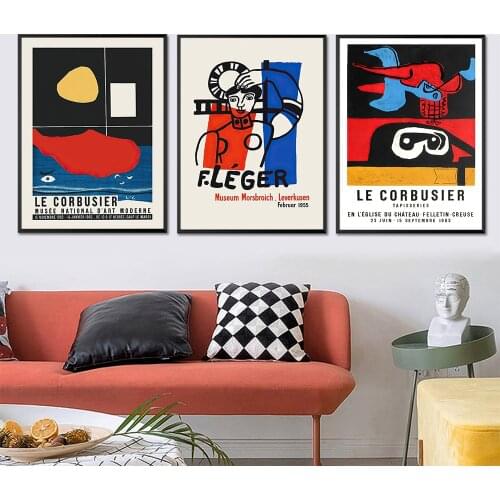 Mid Century Cubism Style Pictures Print French Abstract Museum Le Corbusier Poster Wall Art Canvas Painting Bedroom Home Decor
