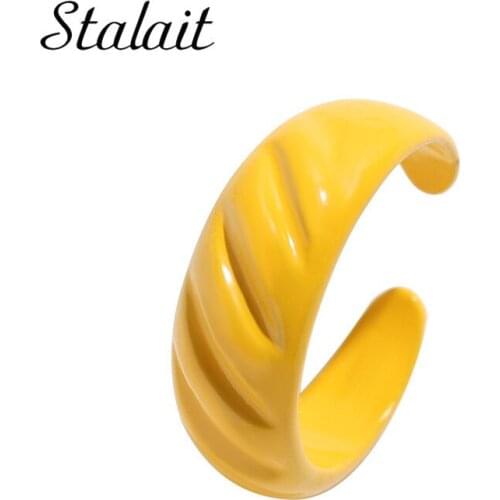 Luxury Candy Color Thread Wind Tail Rings Alloy Spray Paint Open Ring Small Gift Jewelry Female Lucki Charm Ring Accessories